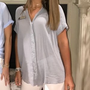 Silence + Noise Flowy Blue Shirt Size S